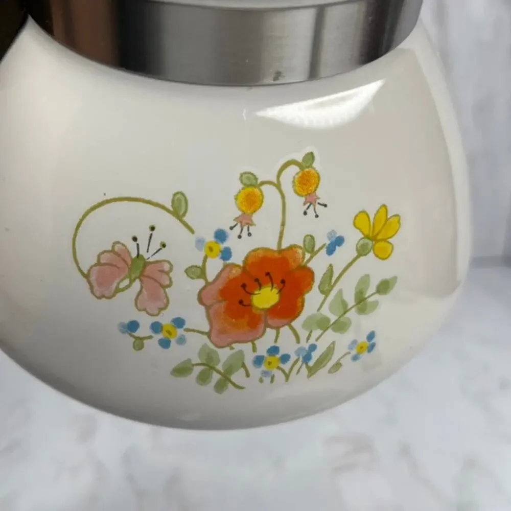 Vintage Corning Ware 6 Cup Floral Kettle